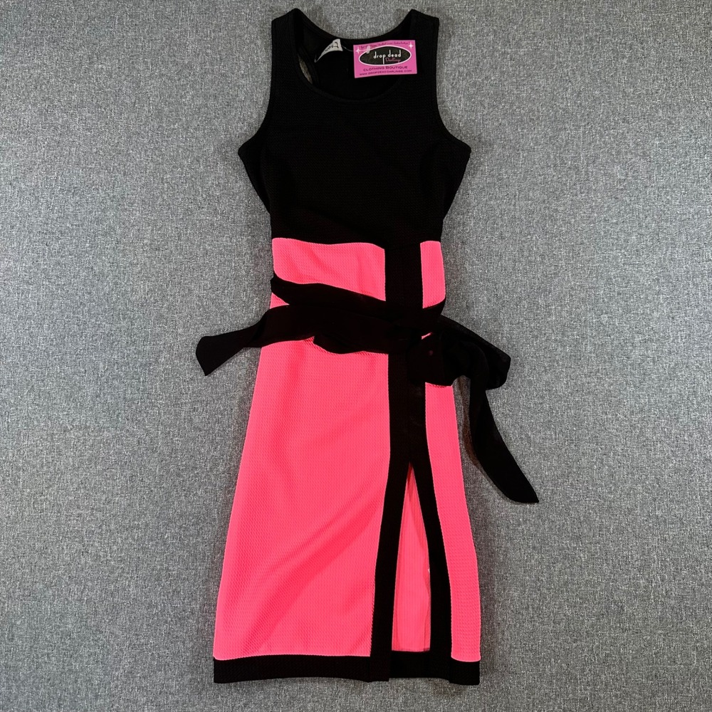 Lette XVIII Drop Dead Darlings Tank Dress Pink Black Color Block Made in USA